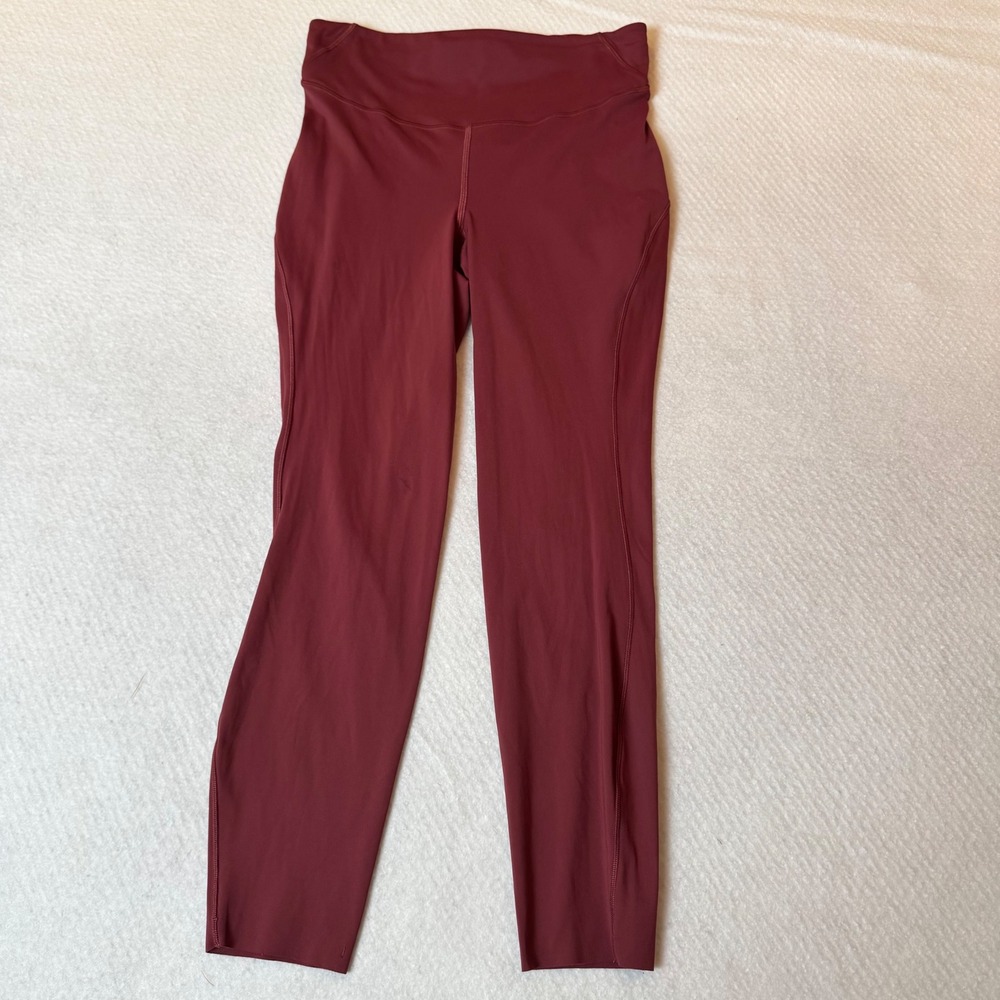 Lululemon In Movement Tight Women Size 8 Red Burgundy Good High Rise Leggings